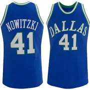 Swingman Blue Dirk Nowitzki Men's Dallas Mavericks Mitchell and Ness Throwback Jersey