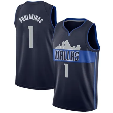 Swingman Navy John Poulakidas Men's Dallas Mavericks Nike Jersey - Statement Edition